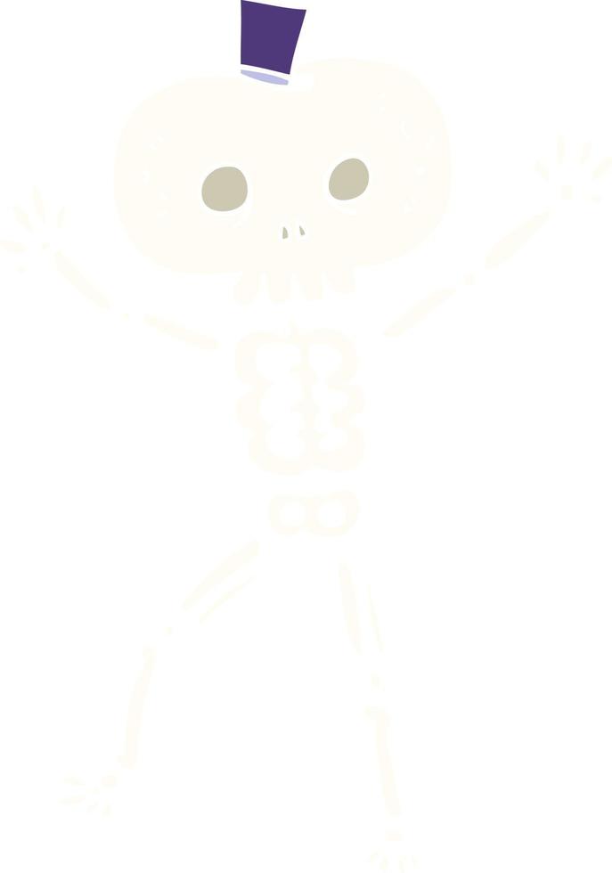 flat color illustration of a cartoon dancing skeleton vector