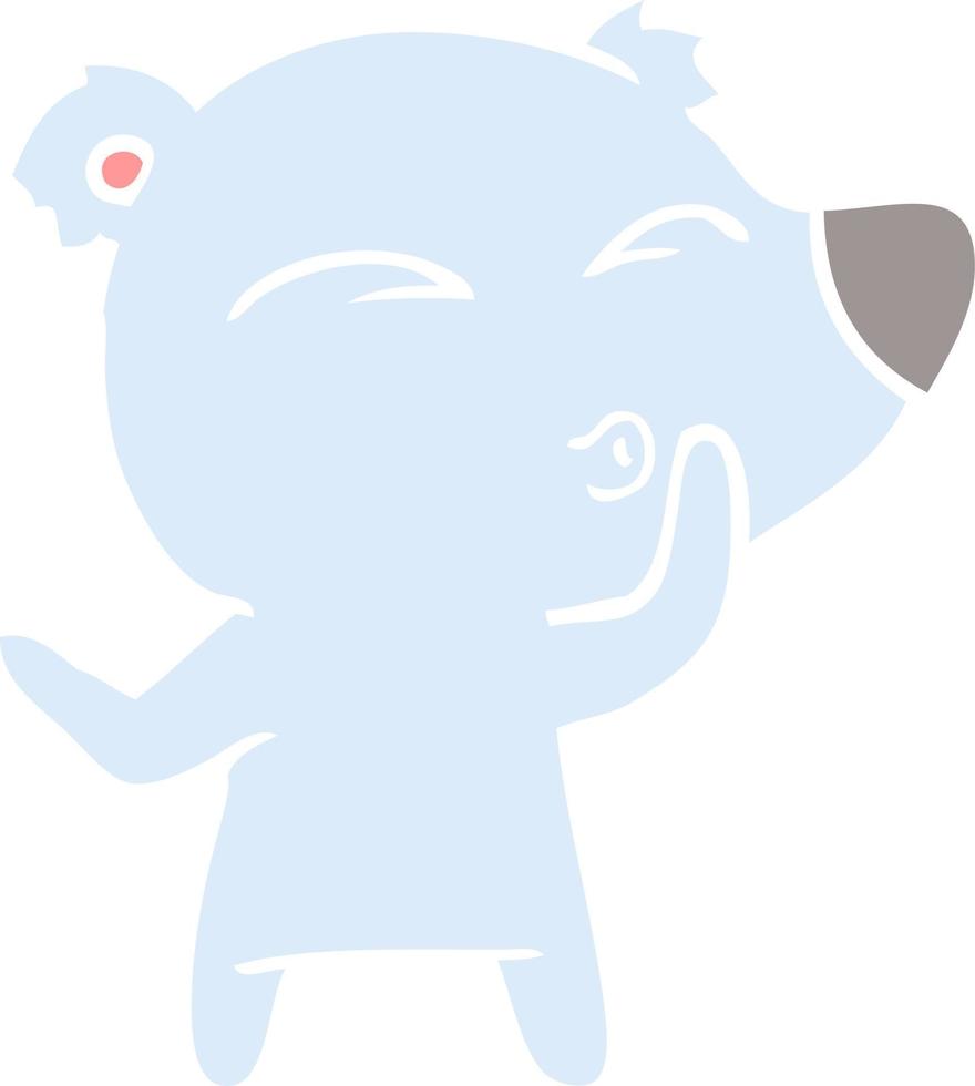 flat color style cartoon whistling bear vector