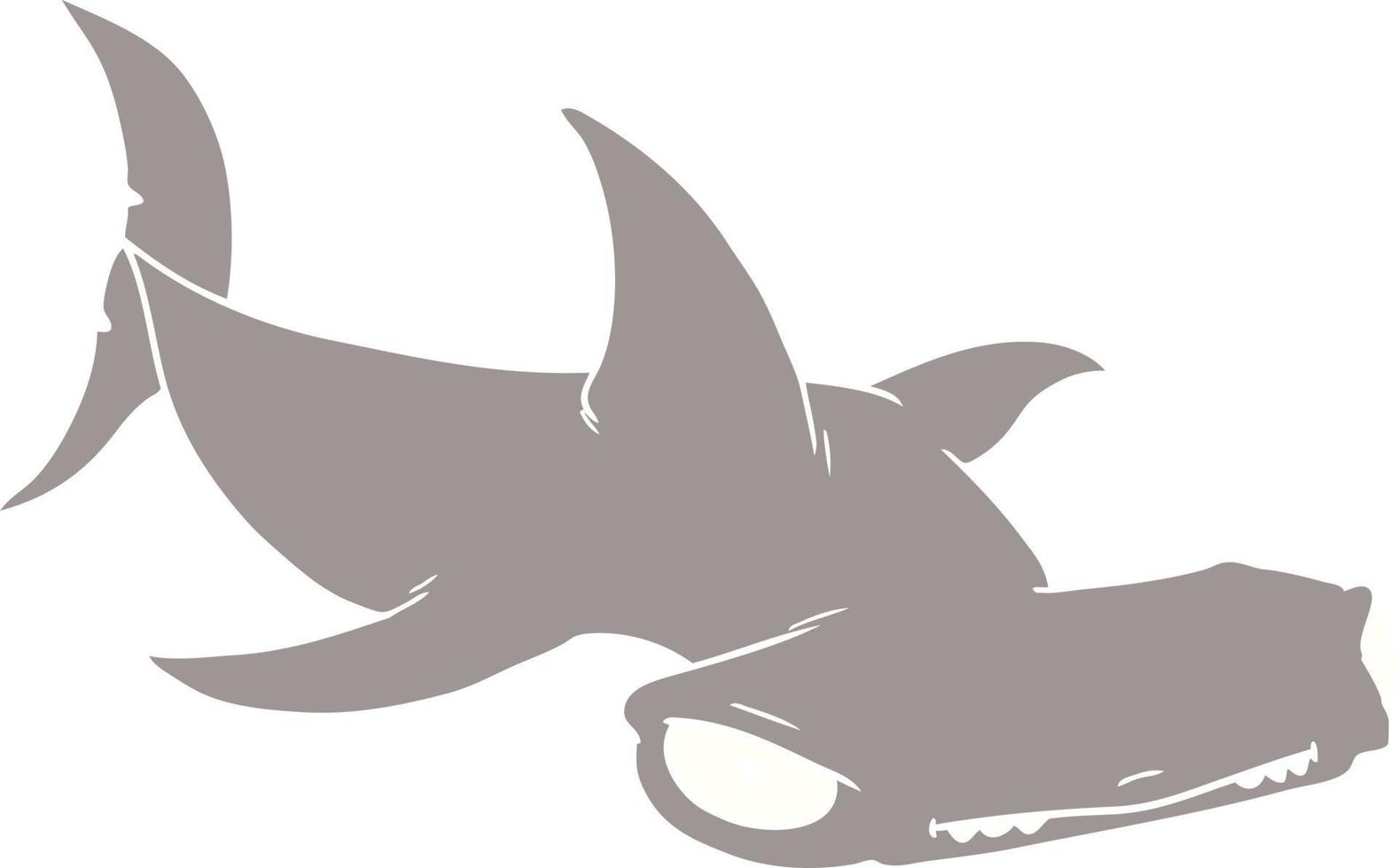 flat color style cartoon hammerhead shark vector