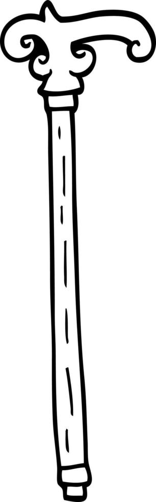 line drawing cartoon fancy walking stick vector
