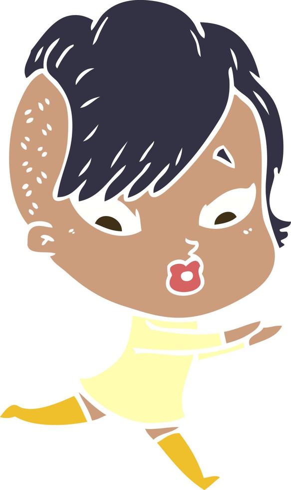 niña sorprendida de dibujos animados de estilo de color plano vector