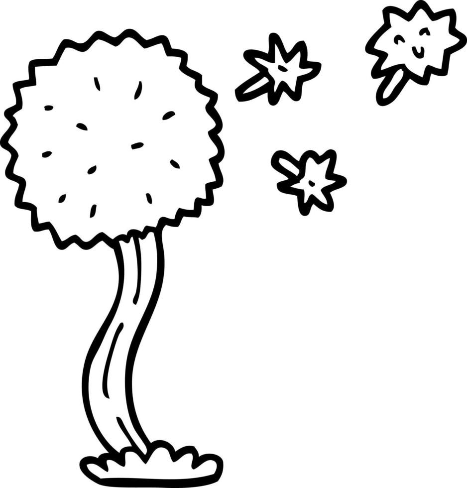 line drawing cartoon blowing dandelion vector