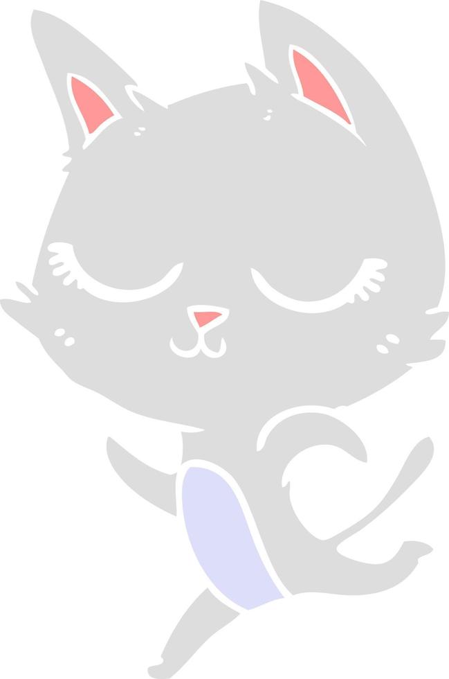 calm flat color style cartoon cat vector