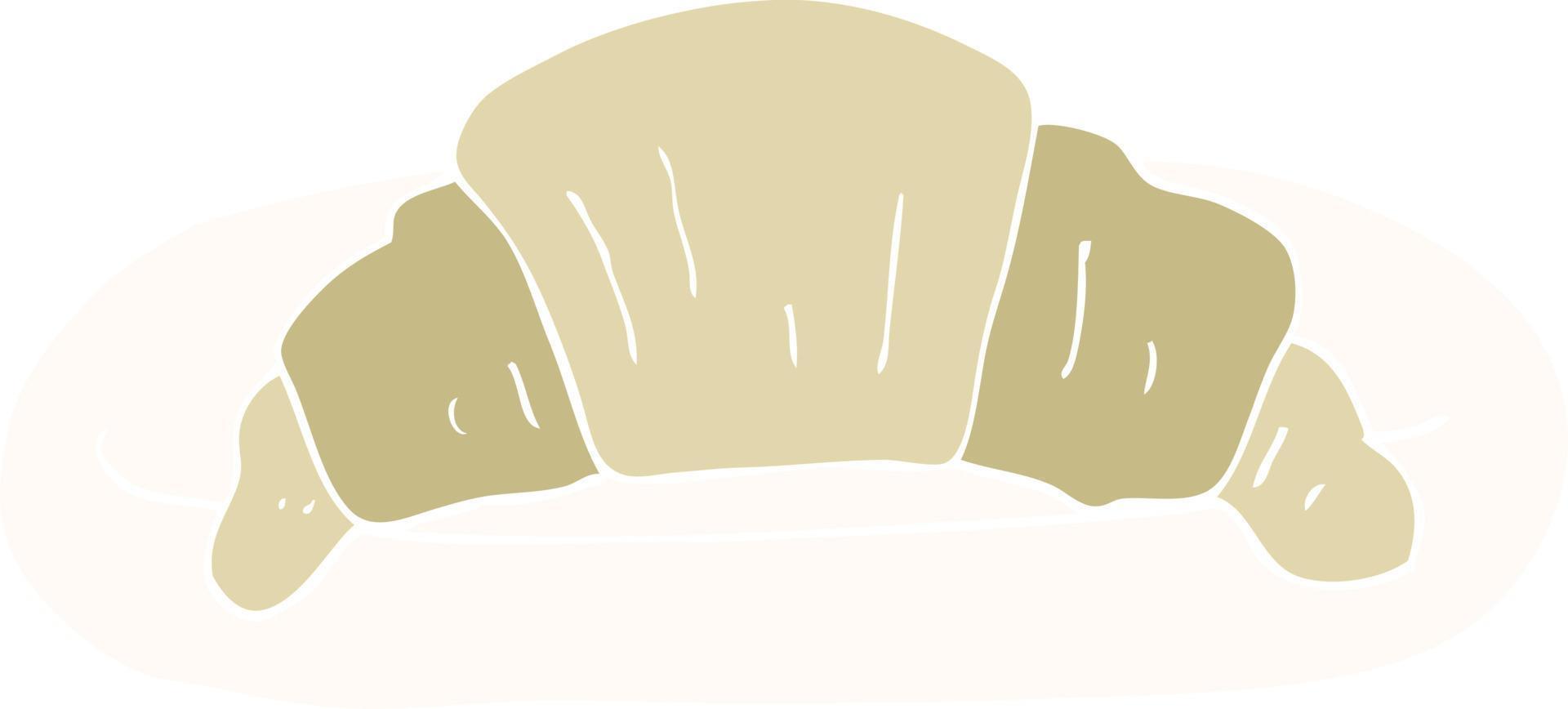 flat color illustration of a cartoon croissant vector