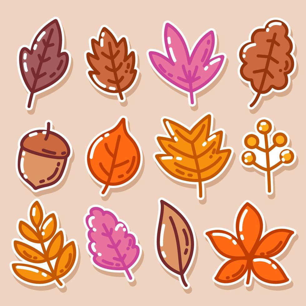 Fall Floral Sticker Pack vector