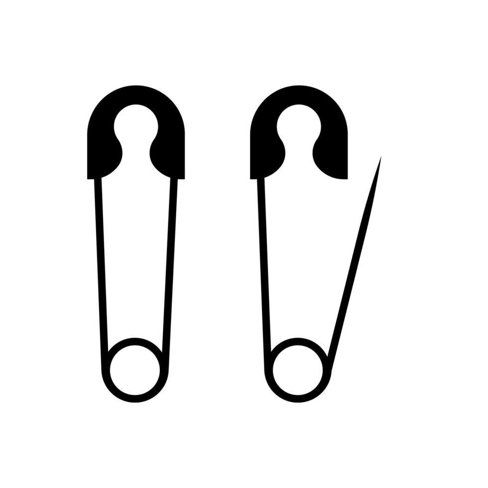 Open and closed safety pin icons vector