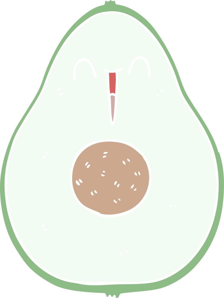 aguacate feliz de dibujos animados de estilo de color plano vector