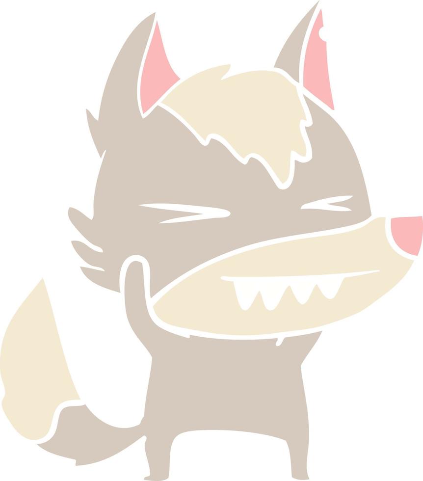 angry wolf flat color style cartoon vector