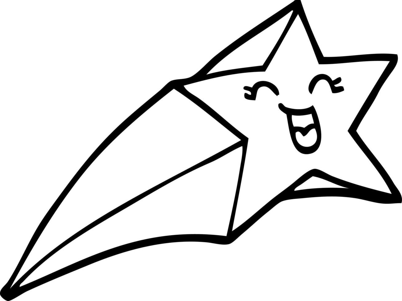 line drawing cartoon shooting star vector