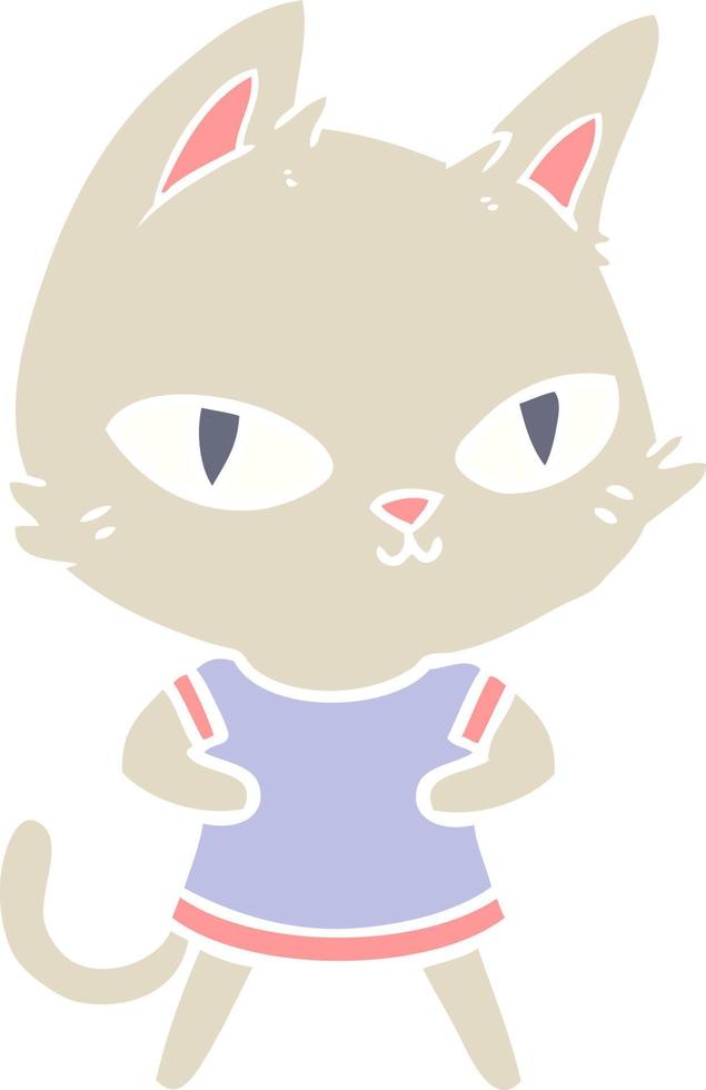 gato de dibujos animados de estilo de color plano mirando vector