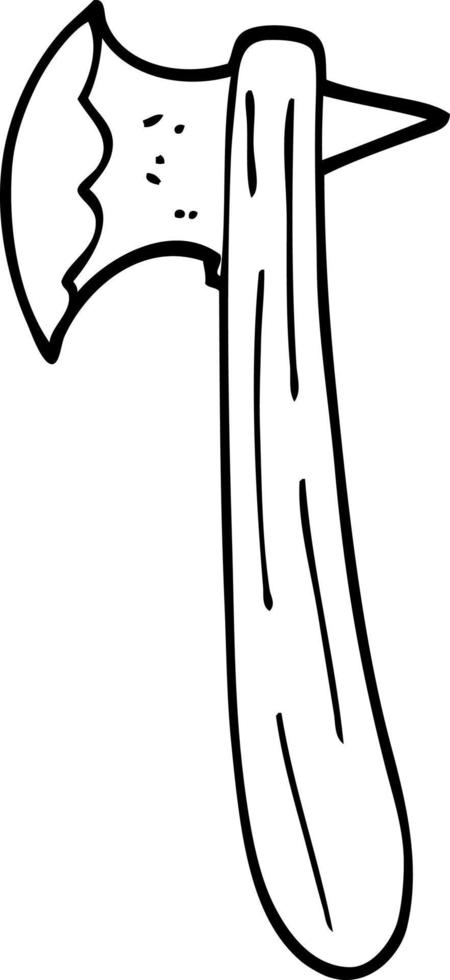 line drawing cartoon old axe vector