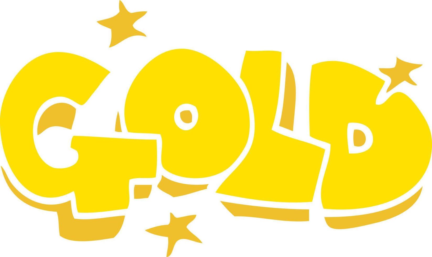 flat color illustration of a cartoon word gold vector