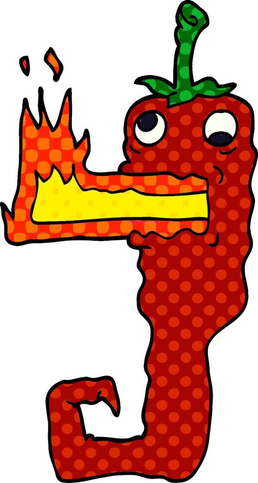 cartoon doodle red hot chili vector