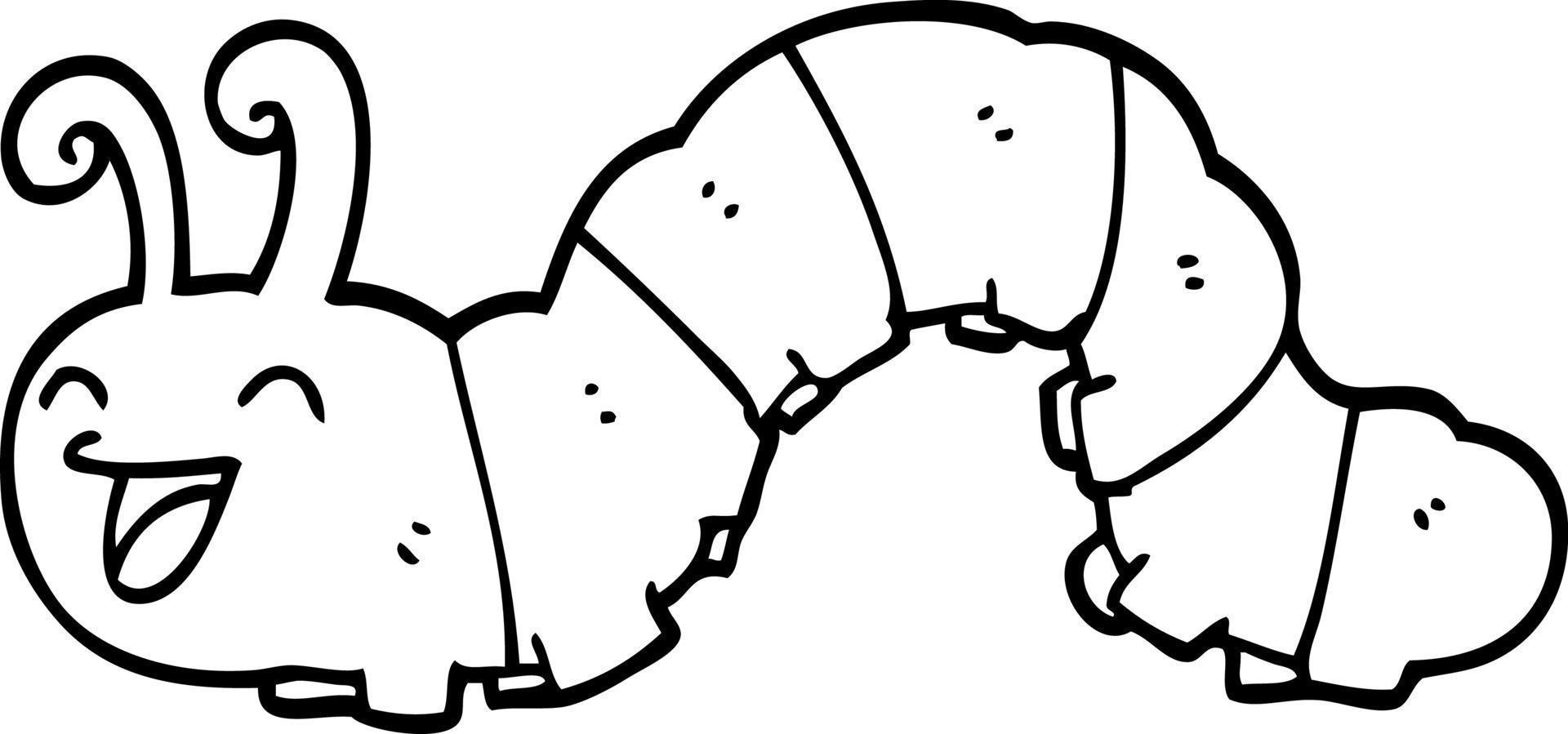 line drawing cartoon laughing caterpillar vector