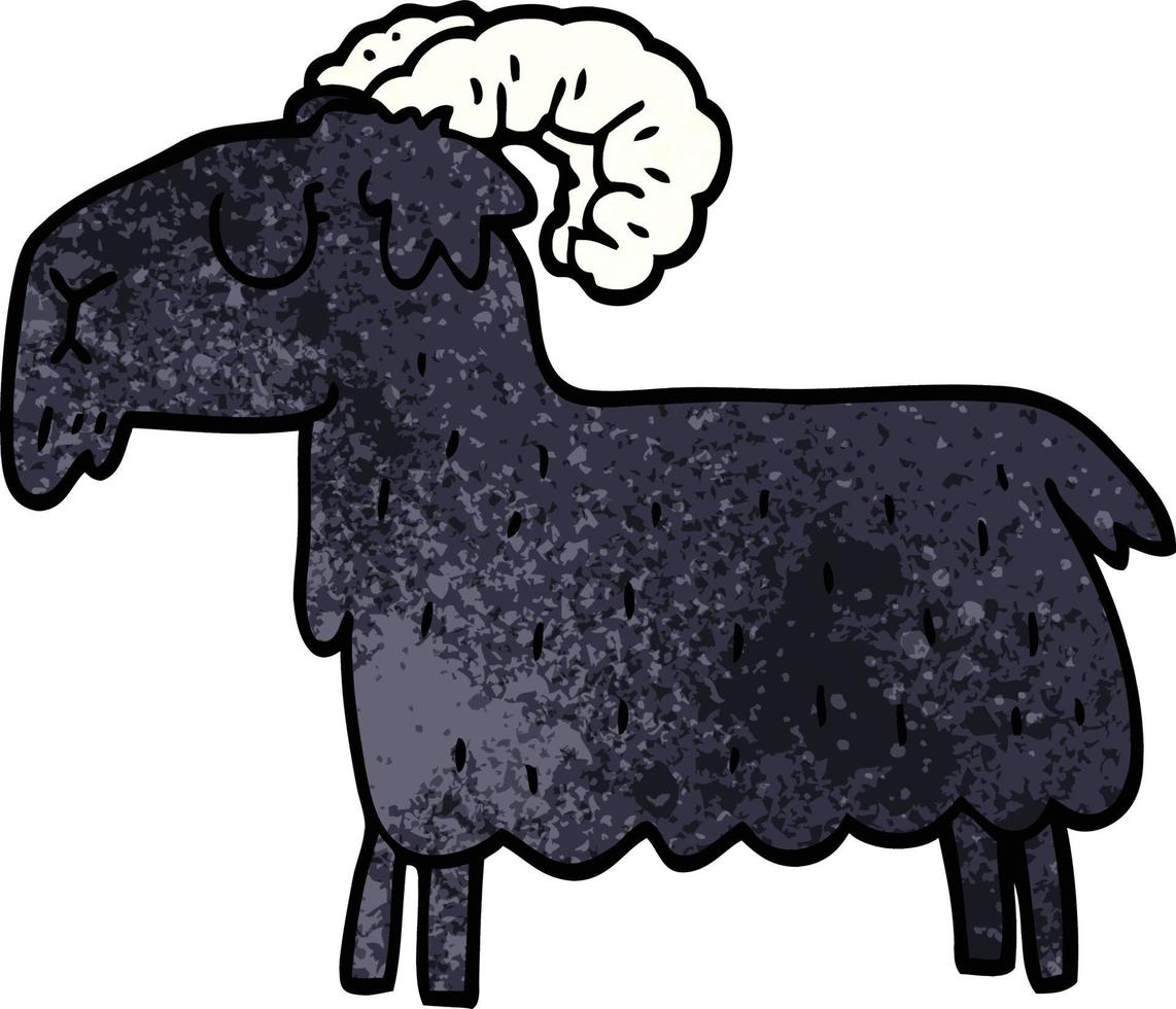 cartoon doodle black goat vector