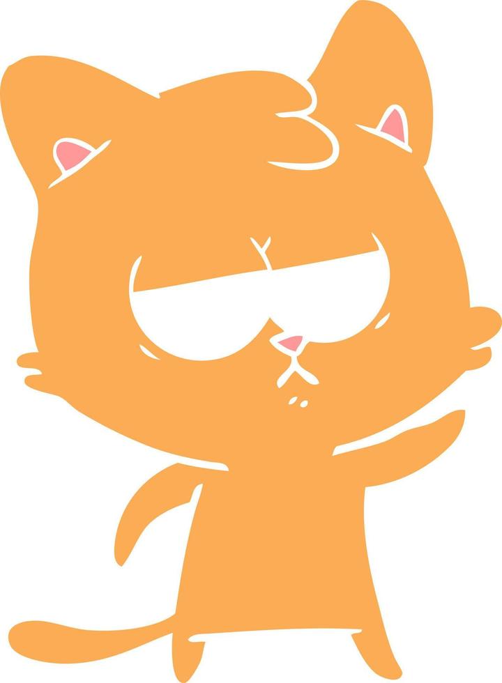 bored flat color style cartoon cat vector