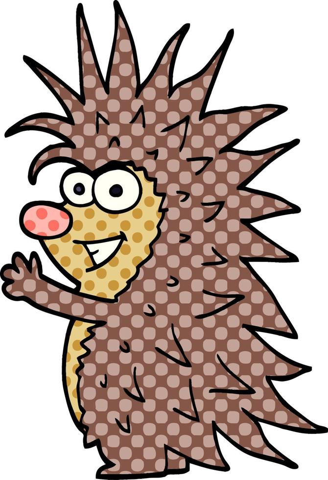 cartoon doodle spiky hedgehog vector
