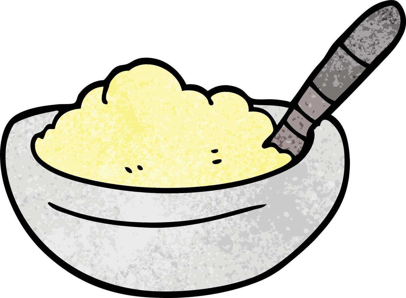 cartoon doodle bowl of mashed potato vector