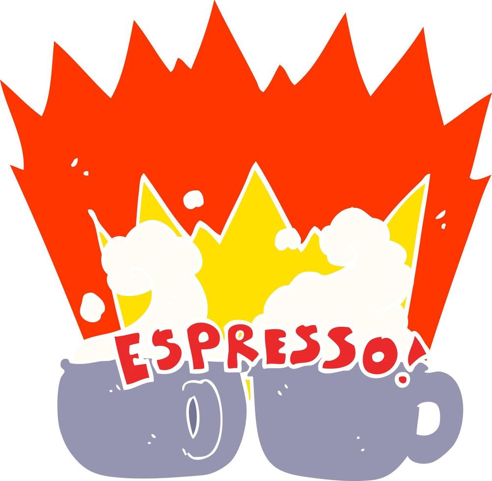 ilustración de color plano de un espresso de dibujos animados vector