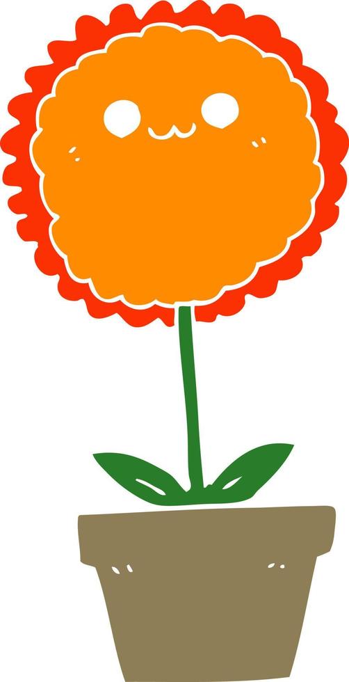 flor de dibujos animados de estilo de color plano vector