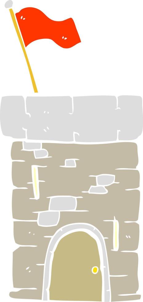 ilustración de color plano de una torre de castillo antiguo de dibujos animados vector