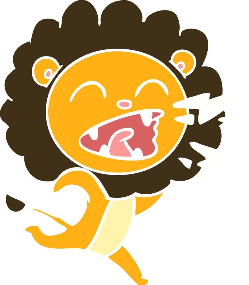flat color style cartoon running lion vector