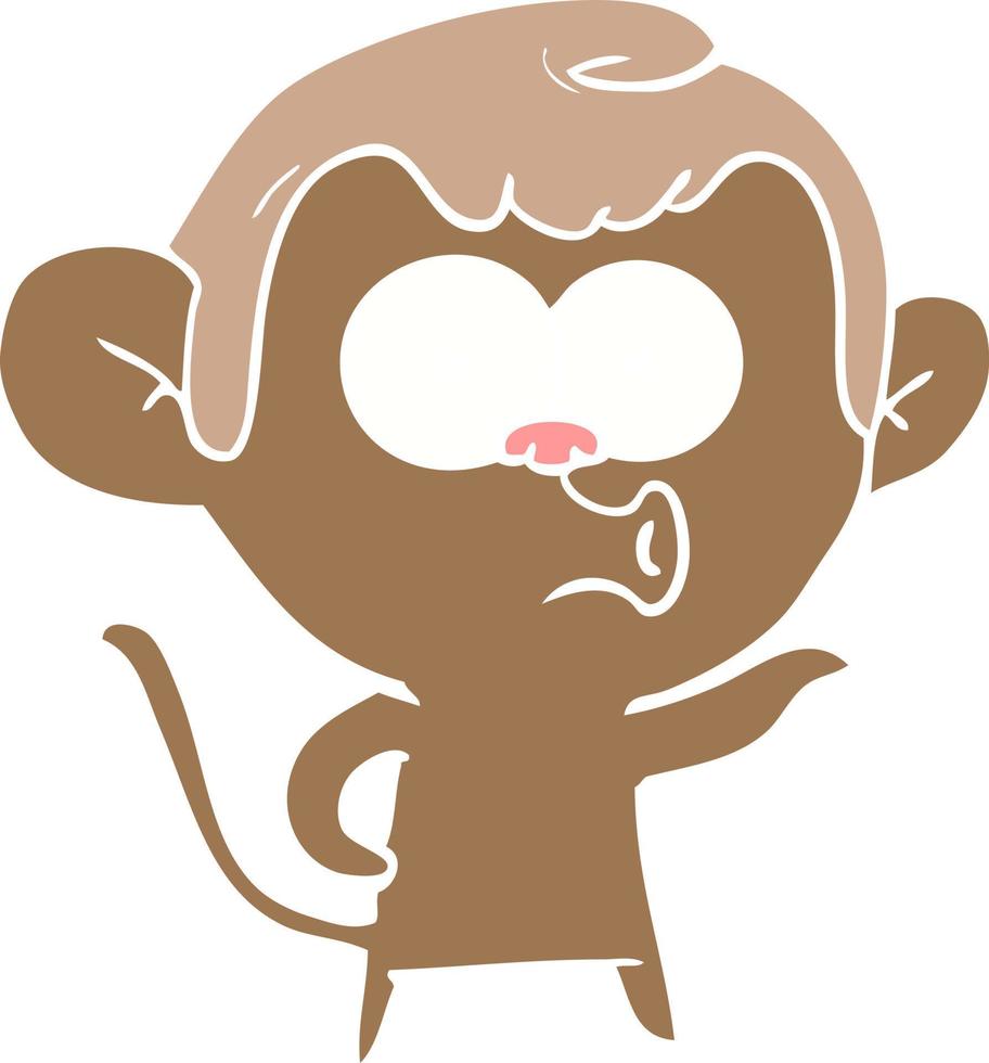 flat color style cartoon hooting monkey vector