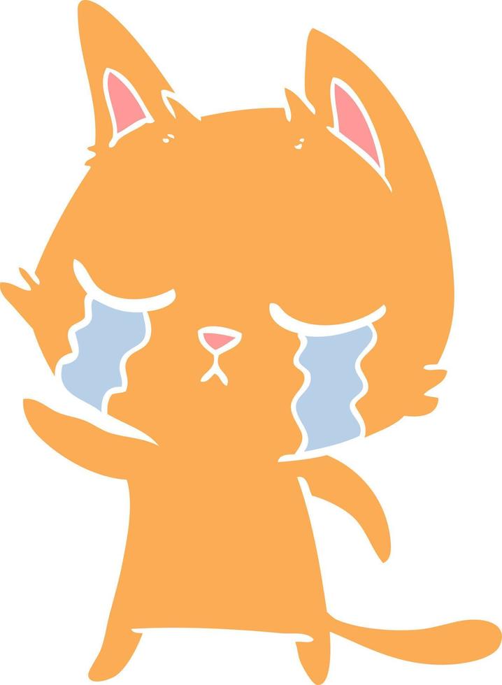 crying flat color style cartoon cat pointing vector