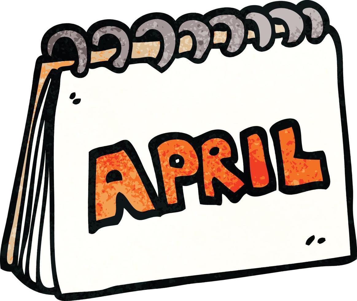 cartoon doodle calendar showing month of april vector