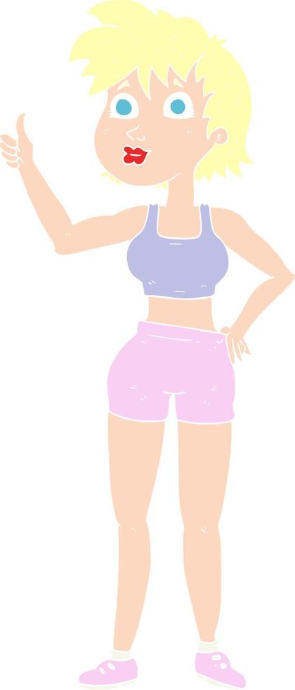 happy gym woman giving thumbs up symbol vector