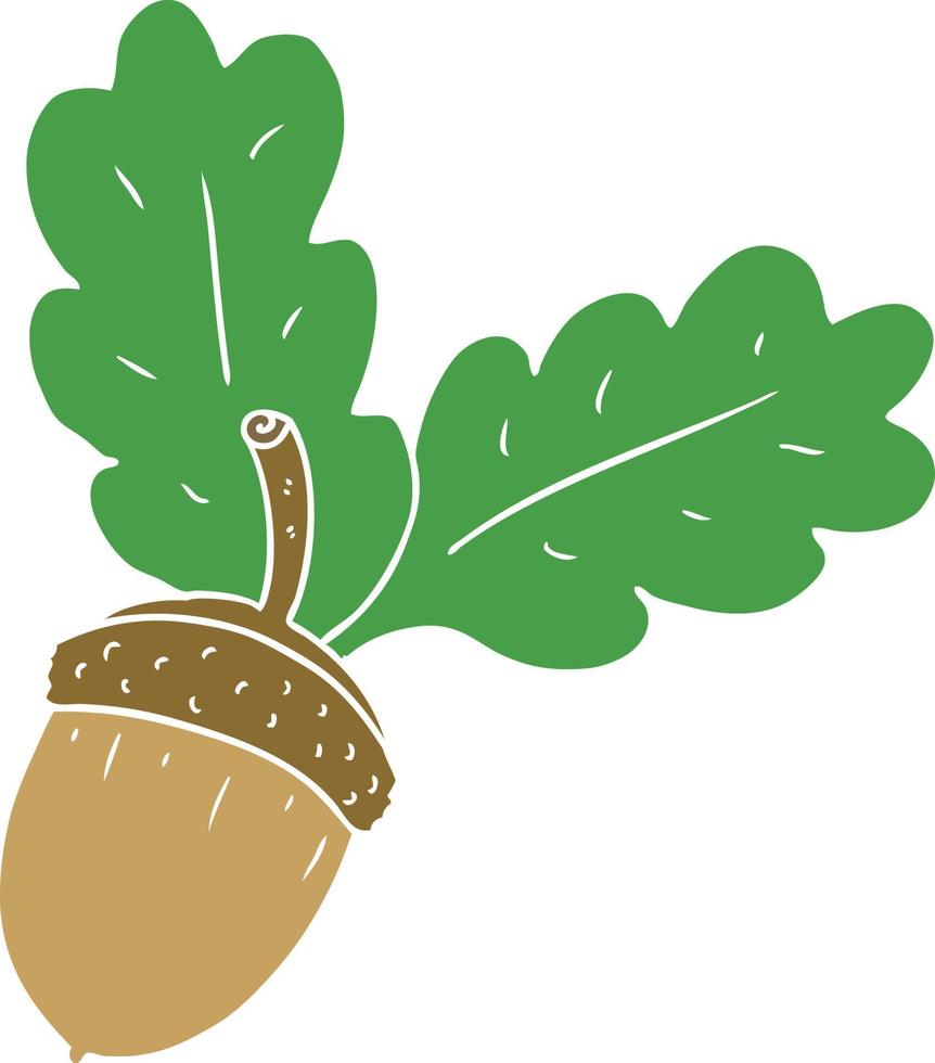 flat color style cartoon acorn vector