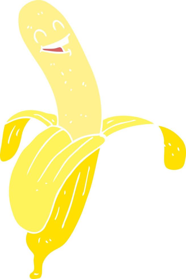 flat color illustration of a cartoon banana vector