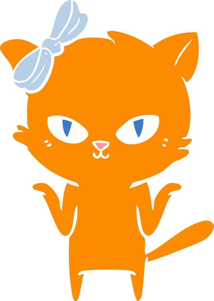 lindo gato de dibujos animados de estilo de color plano vector