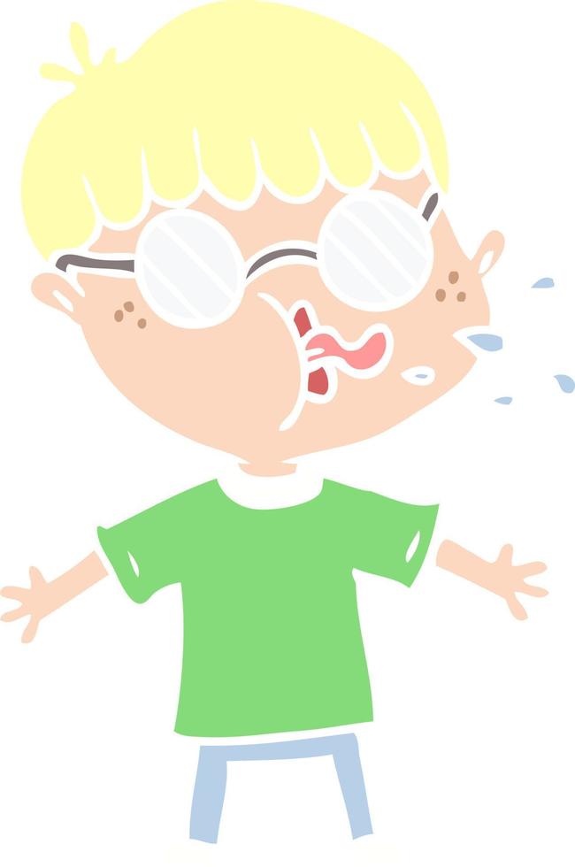 flat color style cartoon boy wearing spectacles vector