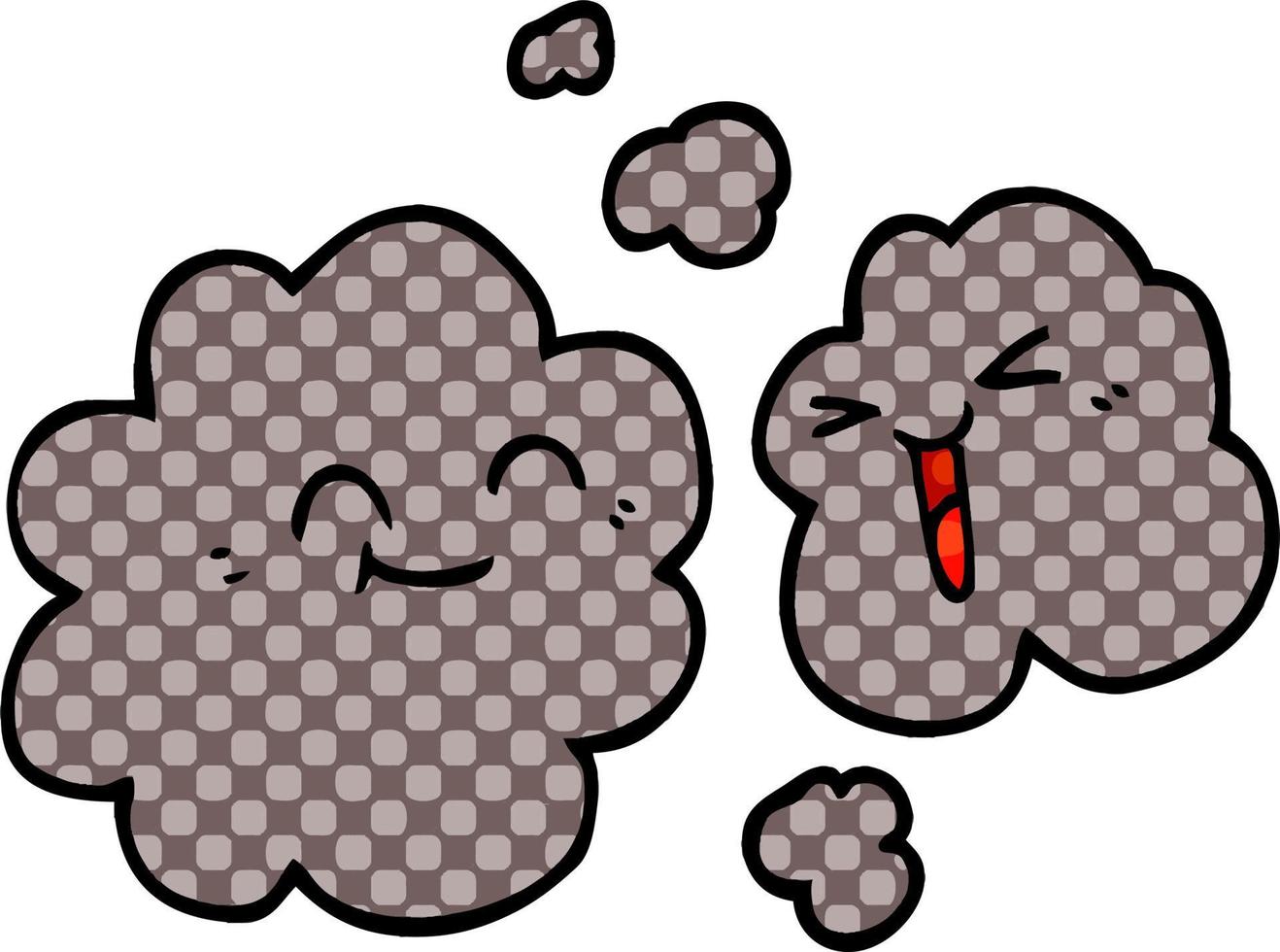 cartoon doodle of happy grey smoke vector