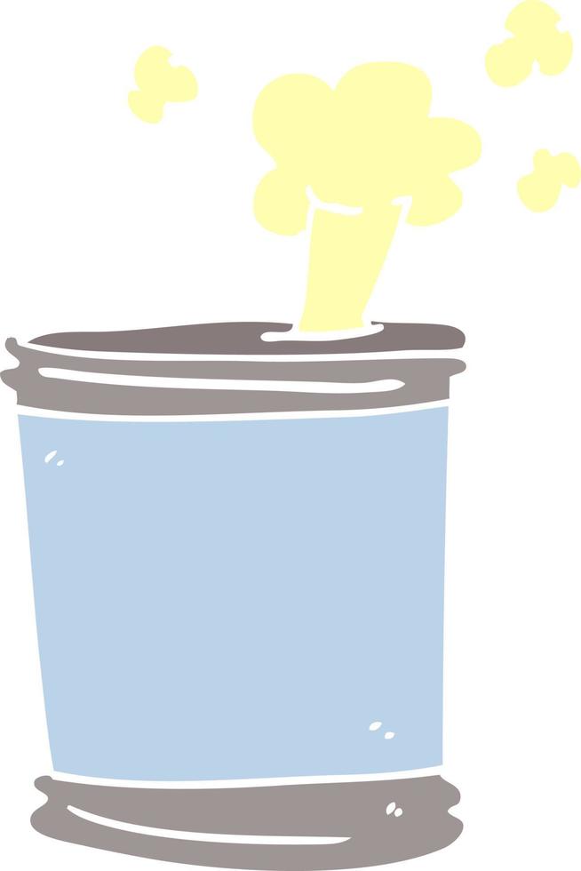 cartoon doodle bursting can of food vector