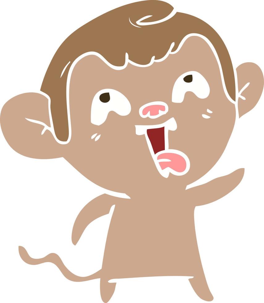 crazy flat color style cartoon monkey vector