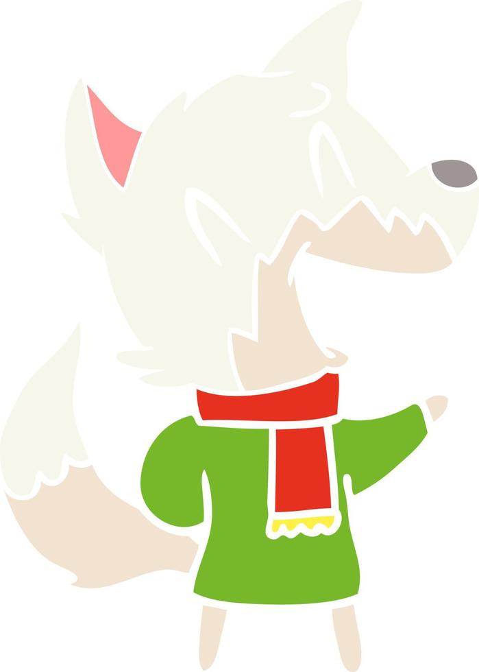 laughing fox wearing winter clothes vector