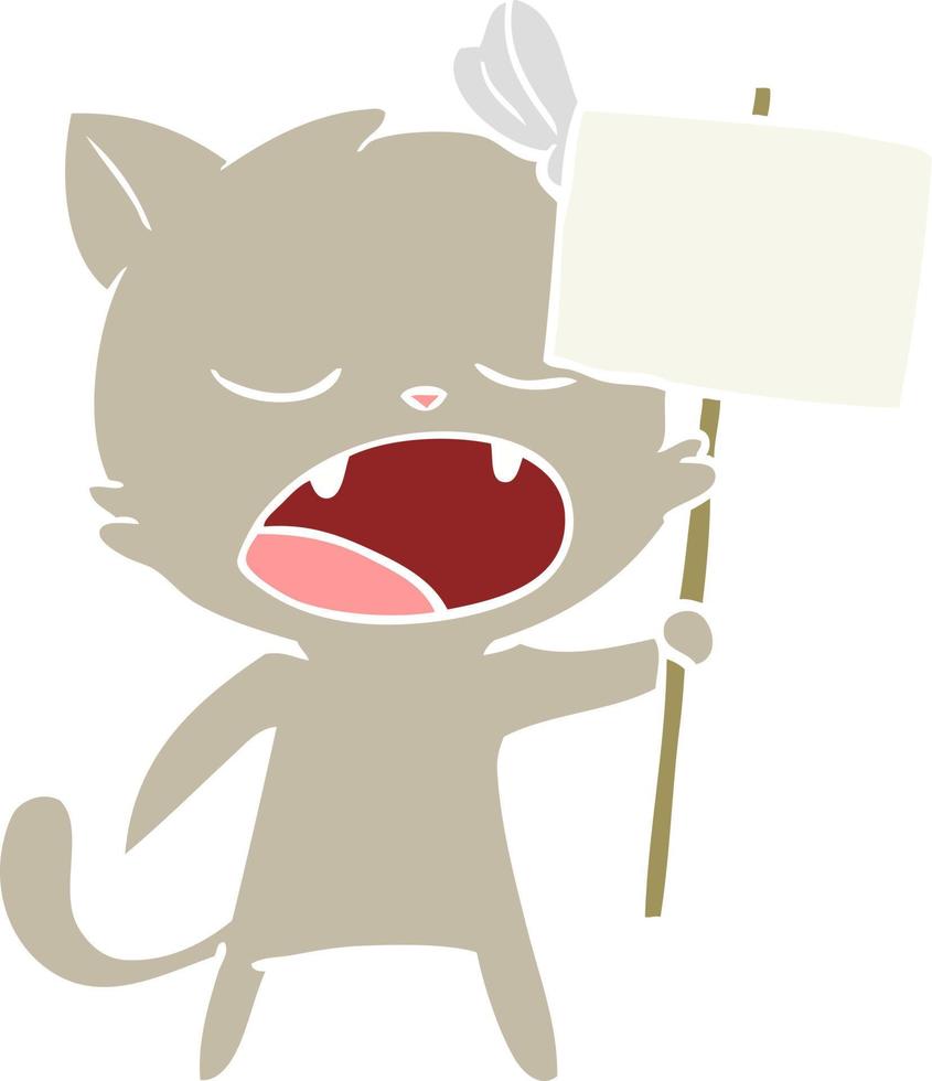 flat color style cartoon yawning cat vector