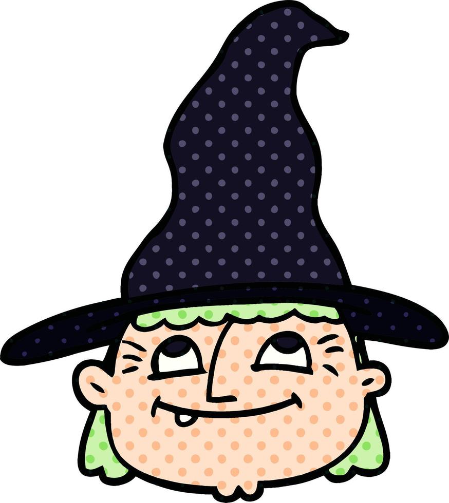 cartoon doodle witch face vector