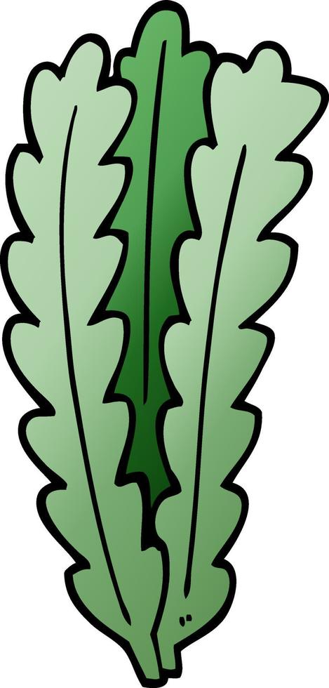 cartoon doodle green leaves vector