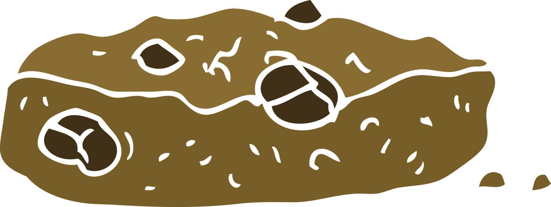 caricatura, garabato, galleta con chispas de chocolate vector