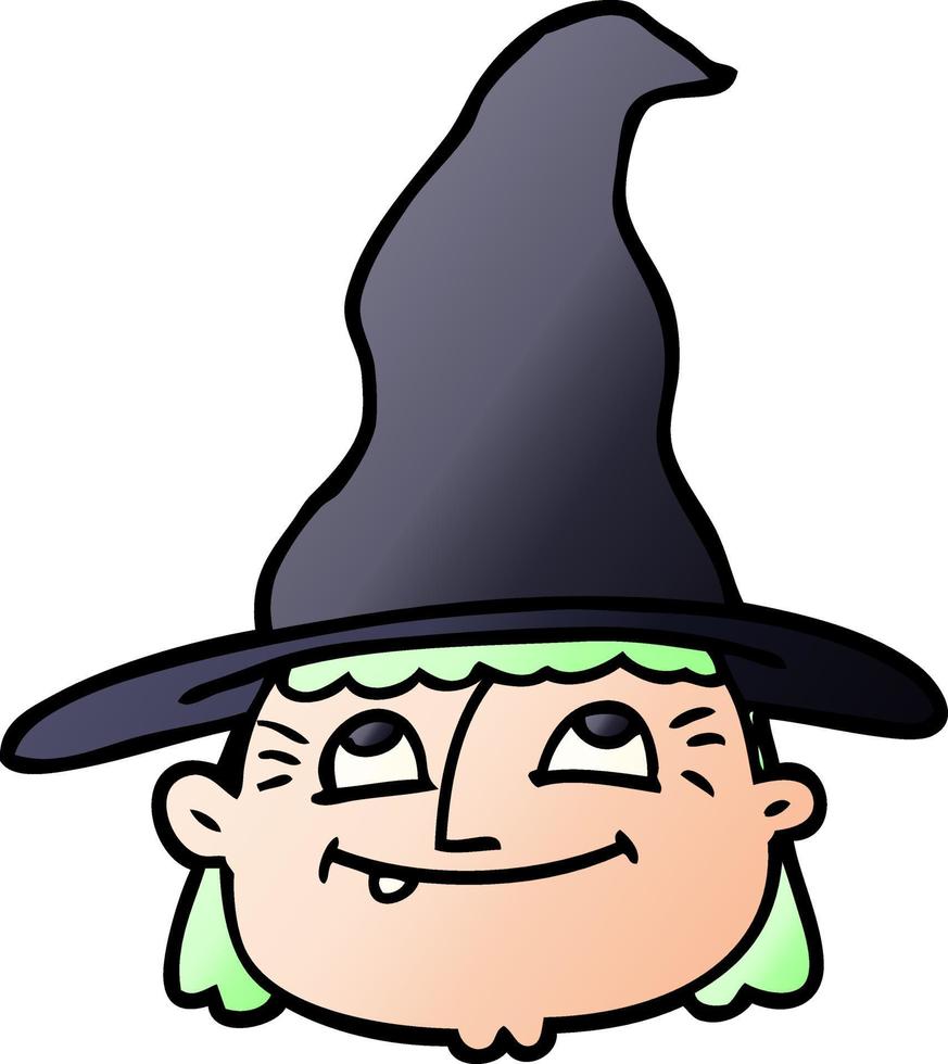 cartoon doodle witch face vector