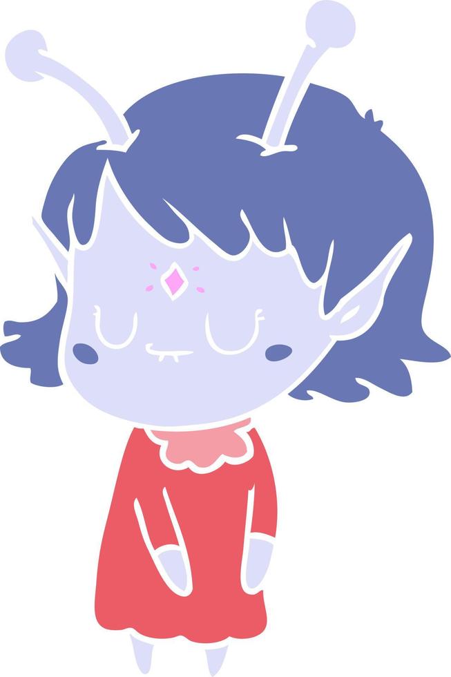 flat color style cartoon alien girl vector