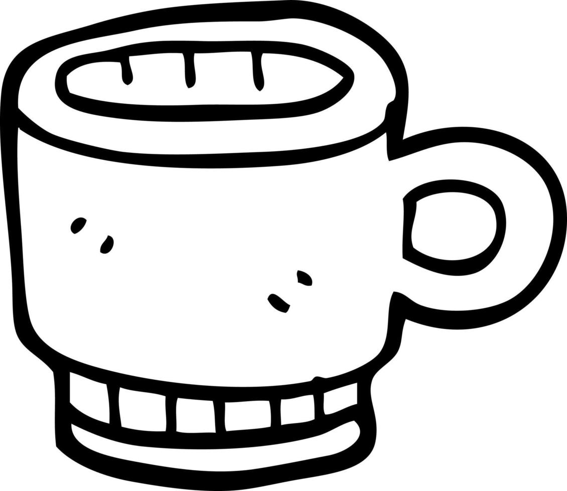 line drawing cartoon coffee mug vector