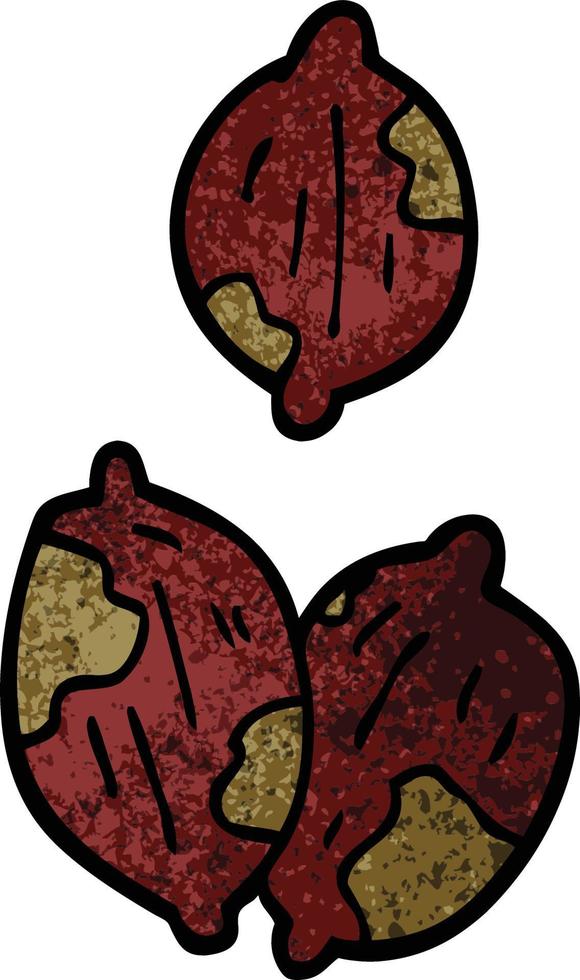 cartoon doodle nuts in shells vector