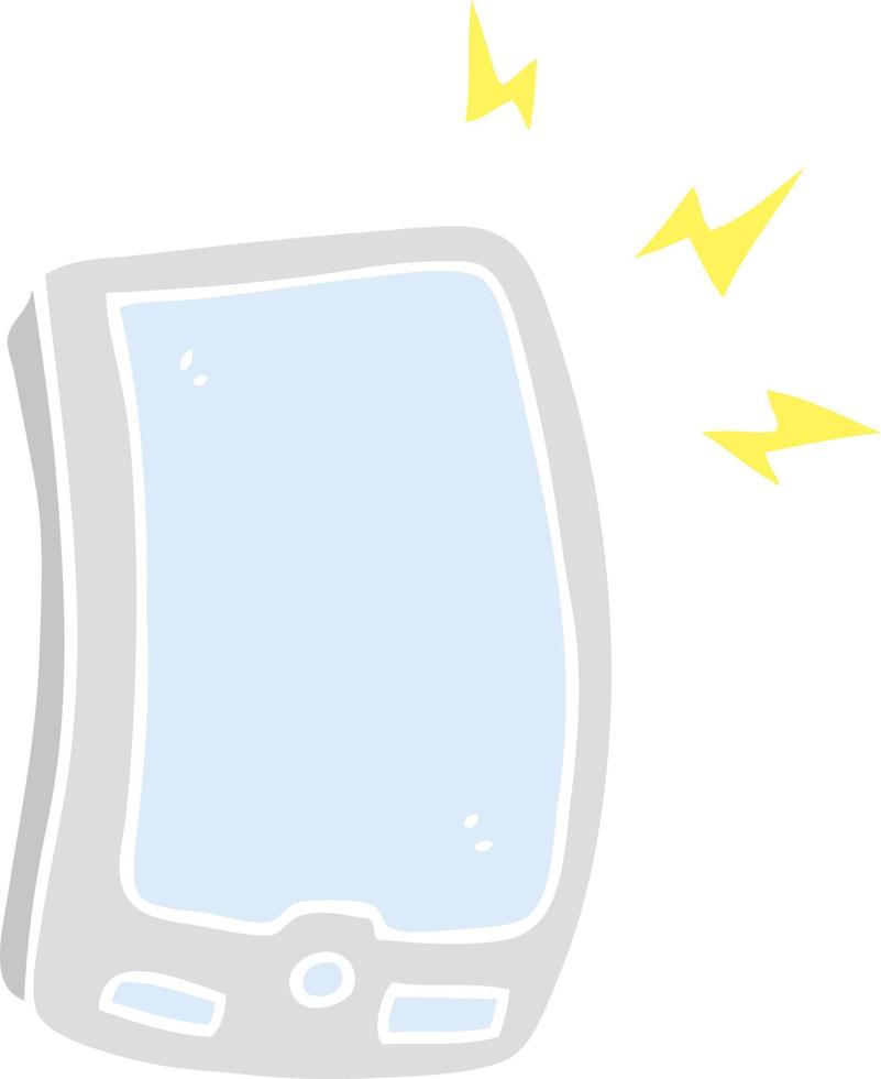 ilustración de color plano de un teléfono móvil de dibujos animados vector