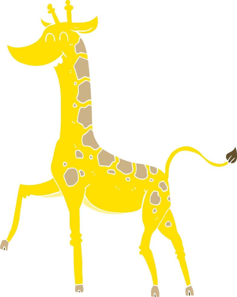 flat color illustration of a cartoon giraffe vector