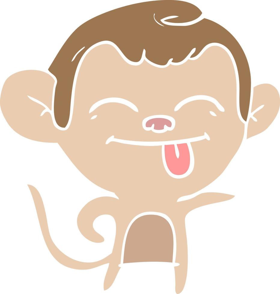 funny flat color style cartoon monkey pointing vector