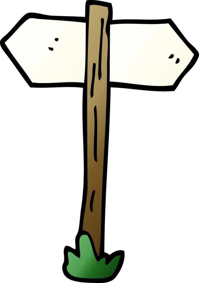 cartoon doodle painted direction sign posts vector